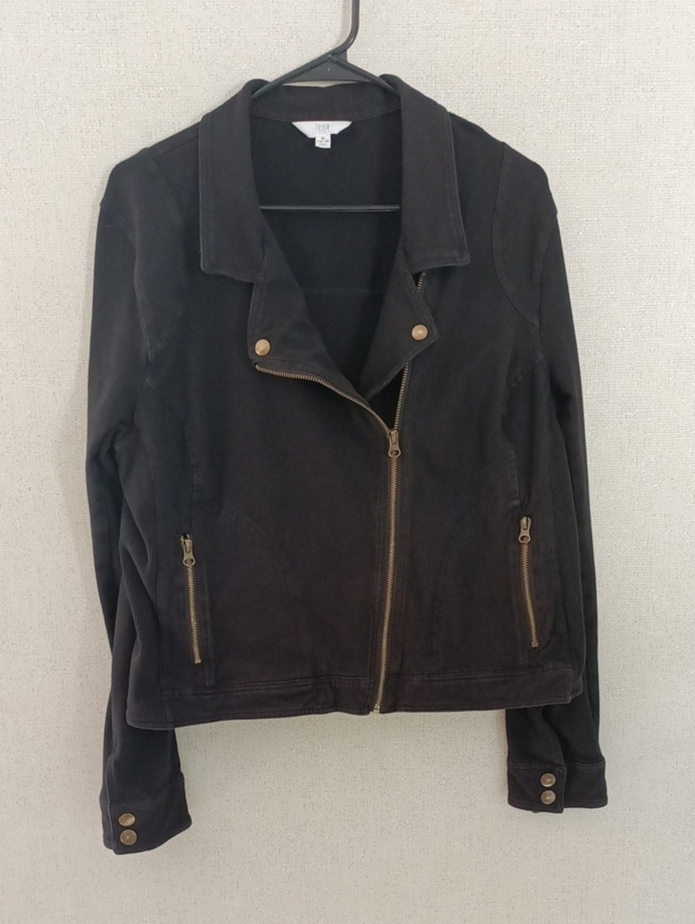 Time and Tru Black Moto-Style Zip Jacket Size XL